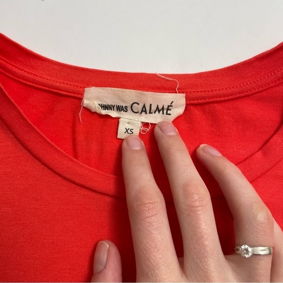 JOHNNY WAS CALME neon salmon three quarter sleeve tee - Picture 2 of 2
